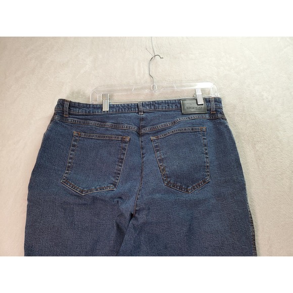 Bianca Jeans Women Size 16 Blue Denim Cotton Flat Front Wide Leg 5-Pocket Design - Picture 4 of 10